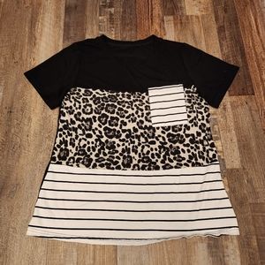 Leopard Print Pocket T-shirt